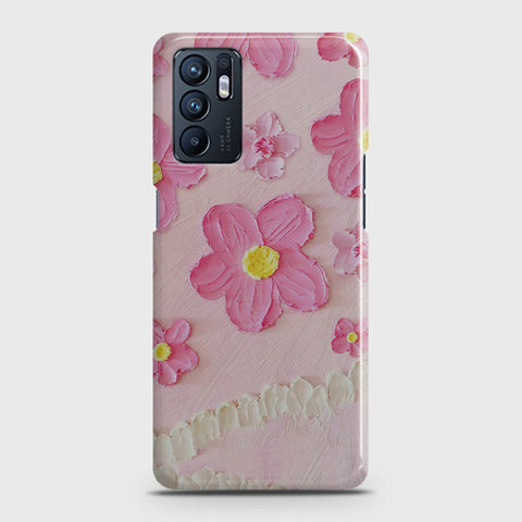 Oppo Reno 6 Cover - Floral Series - Design 2 - Pink - Matte Finish - Snap On Hard Case with LifeTime Colors Guarantee