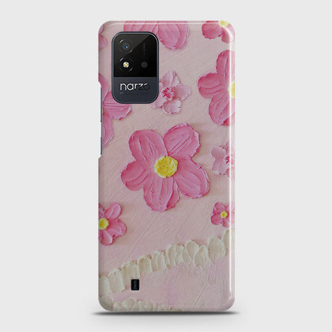 Realme Narzo 50i Cover - Floral Series - Design 2 - Pink - Matte Finish - Snap On Hard Case with LifeTime Colors Guarantee