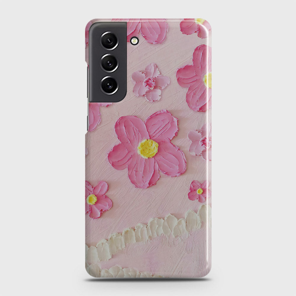 Samsung Galaxy S21 FE 5G Cover - Floral Series - Design 2 - Pink - Matte Finish - Snap On Hard Case with LifeTime Colors Guarantee