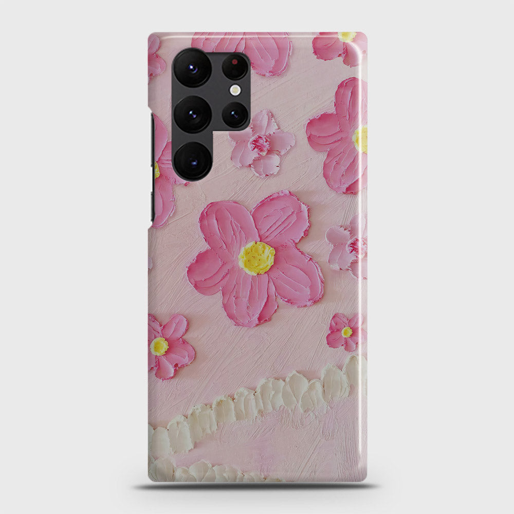 Samsung Galaxy S22 Ultra 5G Cover - Floral Series - Design 2 - Pink - Matte Finish - Snap On Hard Case with LifeTime Colors Guarantee