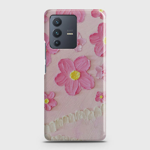 Vivo V23 5G Cover - Floral Series - Design 2 - Pink - Matte Finish - Snap On Hard Case with LifeTime Colors Guarantee