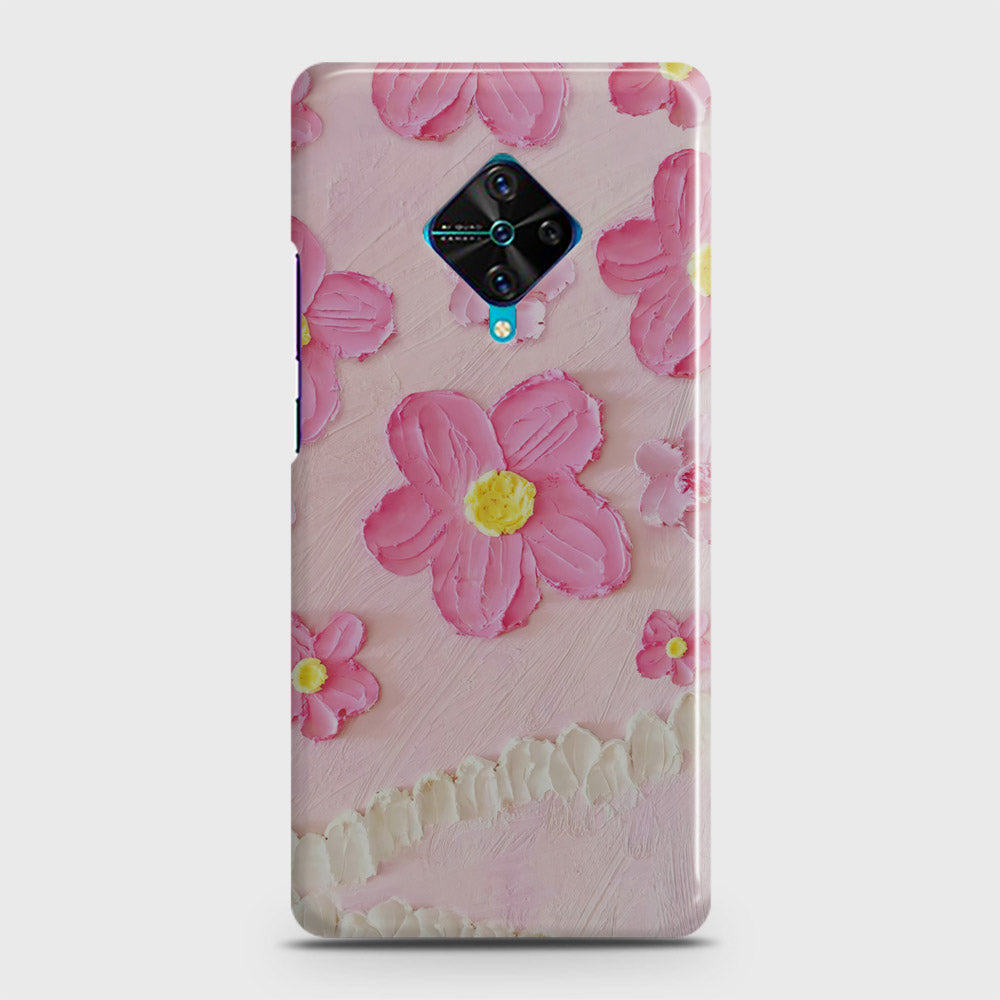 Vivo S1 Pro  Cover - Floral Series - Design 2 - Pink - Matte Finish - Snap On Hard Case with LifeTime Colors Guarantee