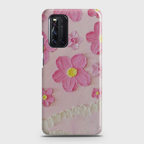 Vivo V19  Cover - Floral Series - Design 2 - Pink - Matte Finish - Snap On Hard Case with LifeTime Colors Guarantee