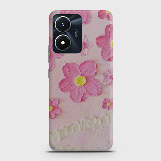 Vivo Y02s Cover - Floral Series - Design 2 - Pink - Matte Finish - Snap On Hard Case with LifeTime Colors Guarantee