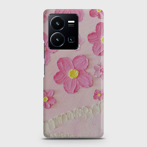 Vivo Y35 Cover - Floral Series - Design 2 - Pink - Matte Finish - Snap On Hard Case with LifeTime Colors Guarantee