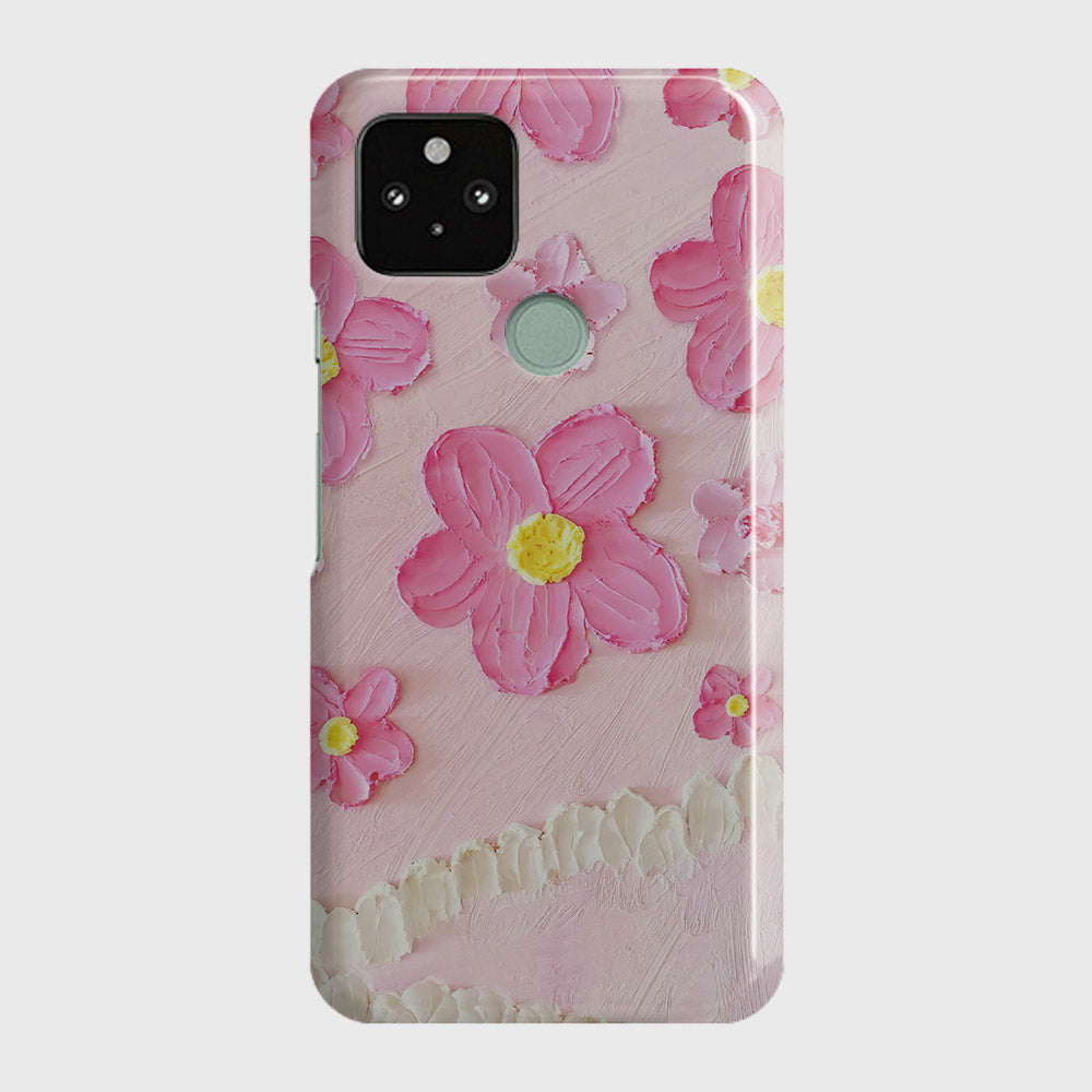 Google Pixel 5 XL Cover - Floral Series - Design 2 - Pink - Matte Finish - Snap On Hard Case with LifeTime Colors Guarantee