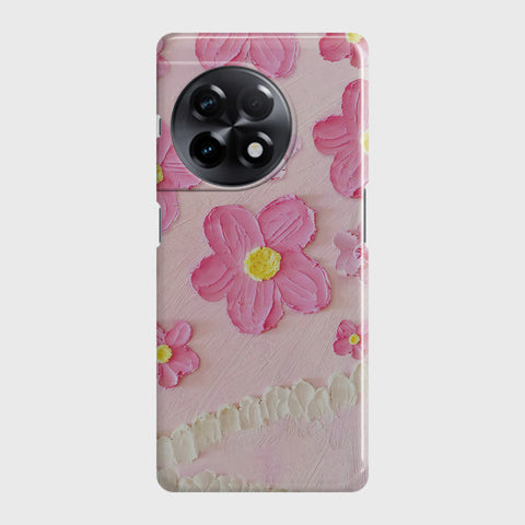 OnePlus 11R Cover - Floral Series - Design 2 - Pink - Matte Finish - Snap On Hard Case with LifeTime Colors Guarantee