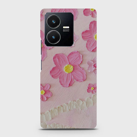 Vivo Y22 Cover - Floral Series - Design 2 - Pink - Matte Finish - Snap On Hard Case with LifeTime Colors Guarantee