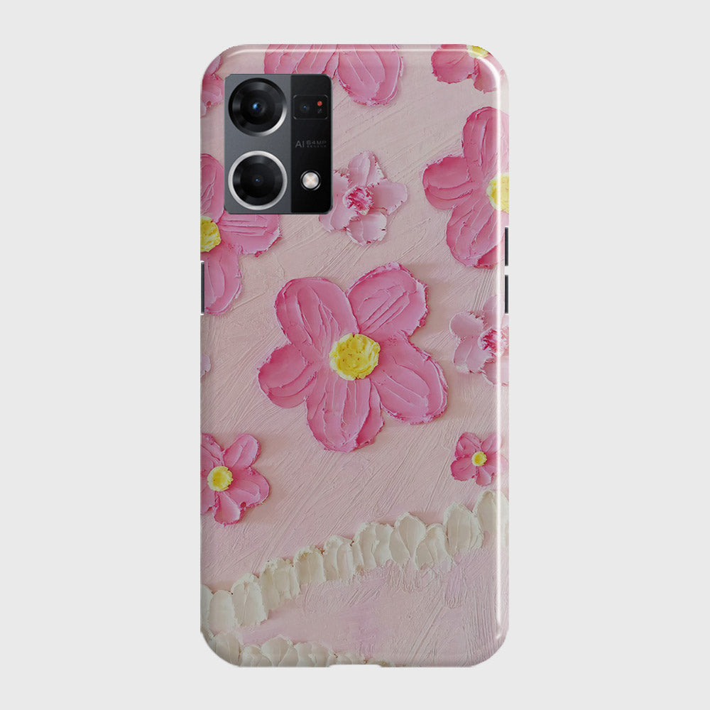 Oppo F21 Pro 4G Cover - Floral Series - Design 2 - Pink - Matte Finish - Snap On Hard Case with LifeTime Colors Guarantee