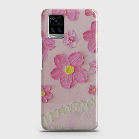 Vivo V20  Cover - Floral Series - Design 2 - Pink - Matte Finish - Snap On Hard Case with LifeTime Colors Guarantee