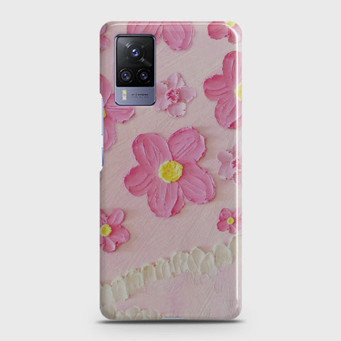 Vivo X60 Pro  Cover - Floral Series - Design 2 - Pink - Matte Finish - Snap On Hard Case with LifeTime Colors Guarantee