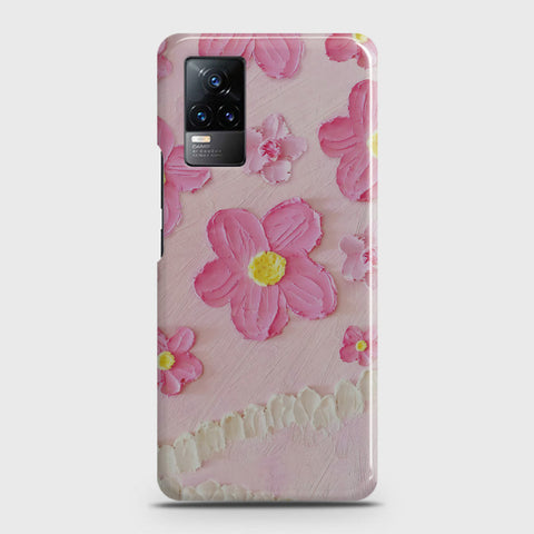 Vivo V21e  Cover - Floral Series - Design 2 - Pink - Matte Finish - Snap On Hard Case with LifeTime Colors Guarantee