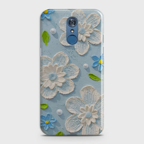 LG Q7 Cover - Floral Series  - Design 3 - Sky Blue - Matte Finish - Snap On Hard Case with LifeTime Colors Guarantee