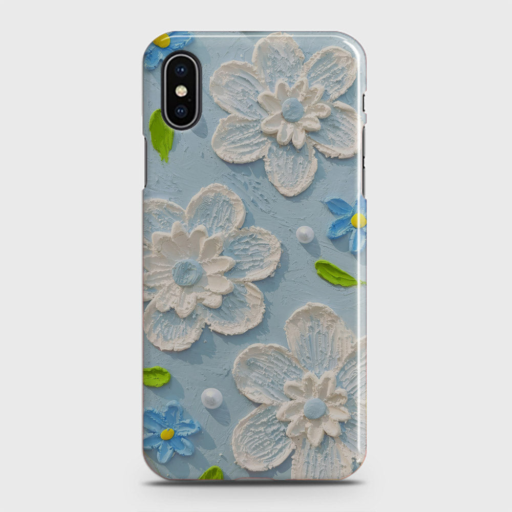 iPhone XS Cover - Floral Series - Design 3 - Sky Blue - Matte Finish - Snap On Hard Case with LifeTime Colors Guarantee