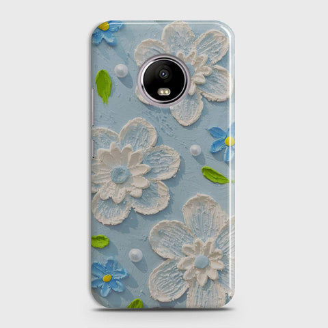 Motorola E4 Plus Cover - Floral Series - Design 3 - Sky Blue - Matte Finish - Snap On Hard Case with LifeTime Colors Guarantee