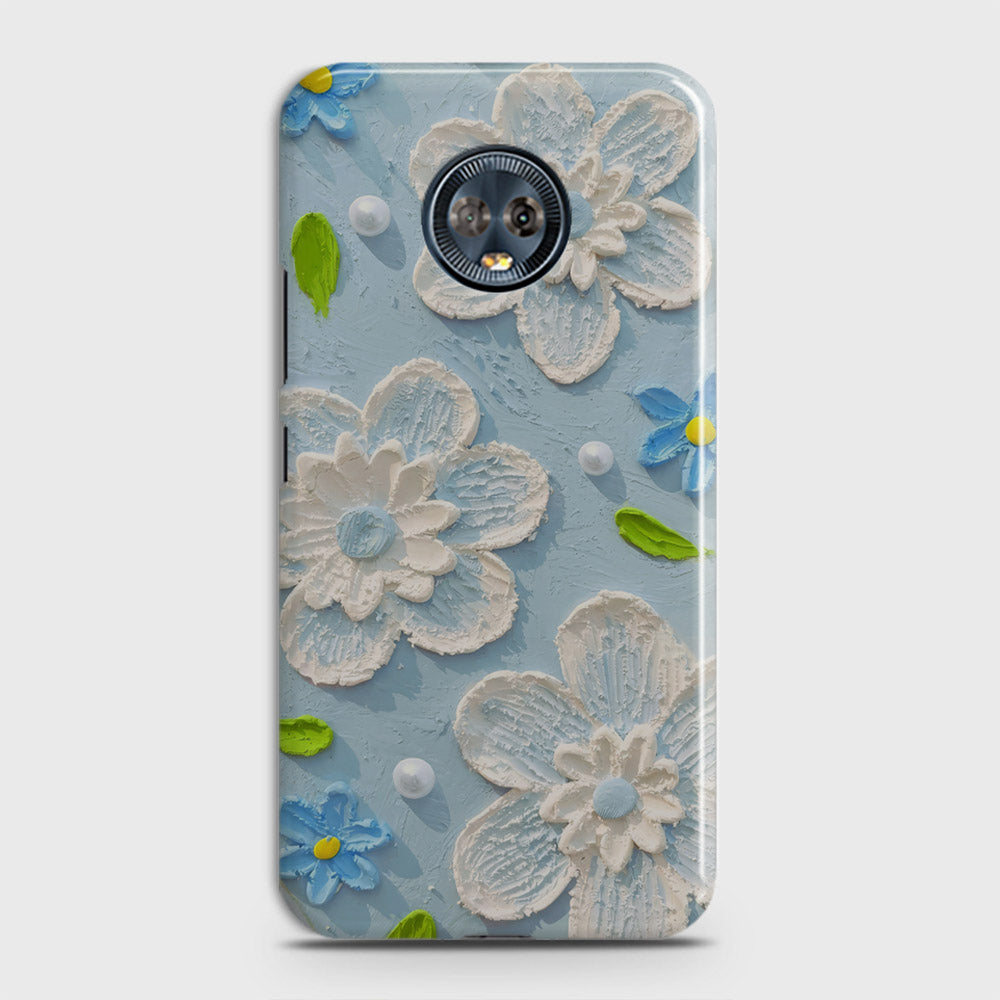 Motorola Moto G6 Cover - Floral Series - Design 3 - Sky Blue - Matte Finish - Snap On Hard Case with LifeTime Colors Guarantee