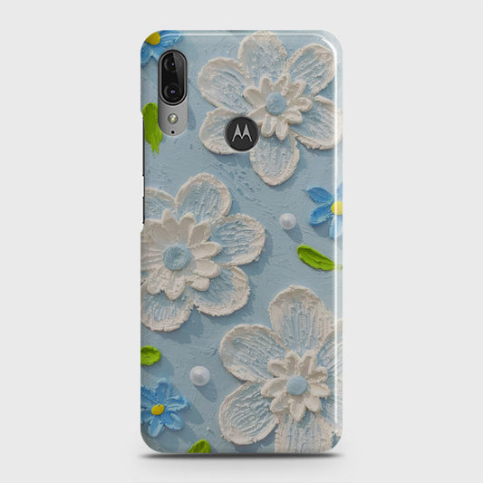 Motorola Moto E6 Plus Cover - Floral Series - Design 3 - Sky Blue - Matte Finish - Snap On Hard Case with LifeTime Colors Guarantee