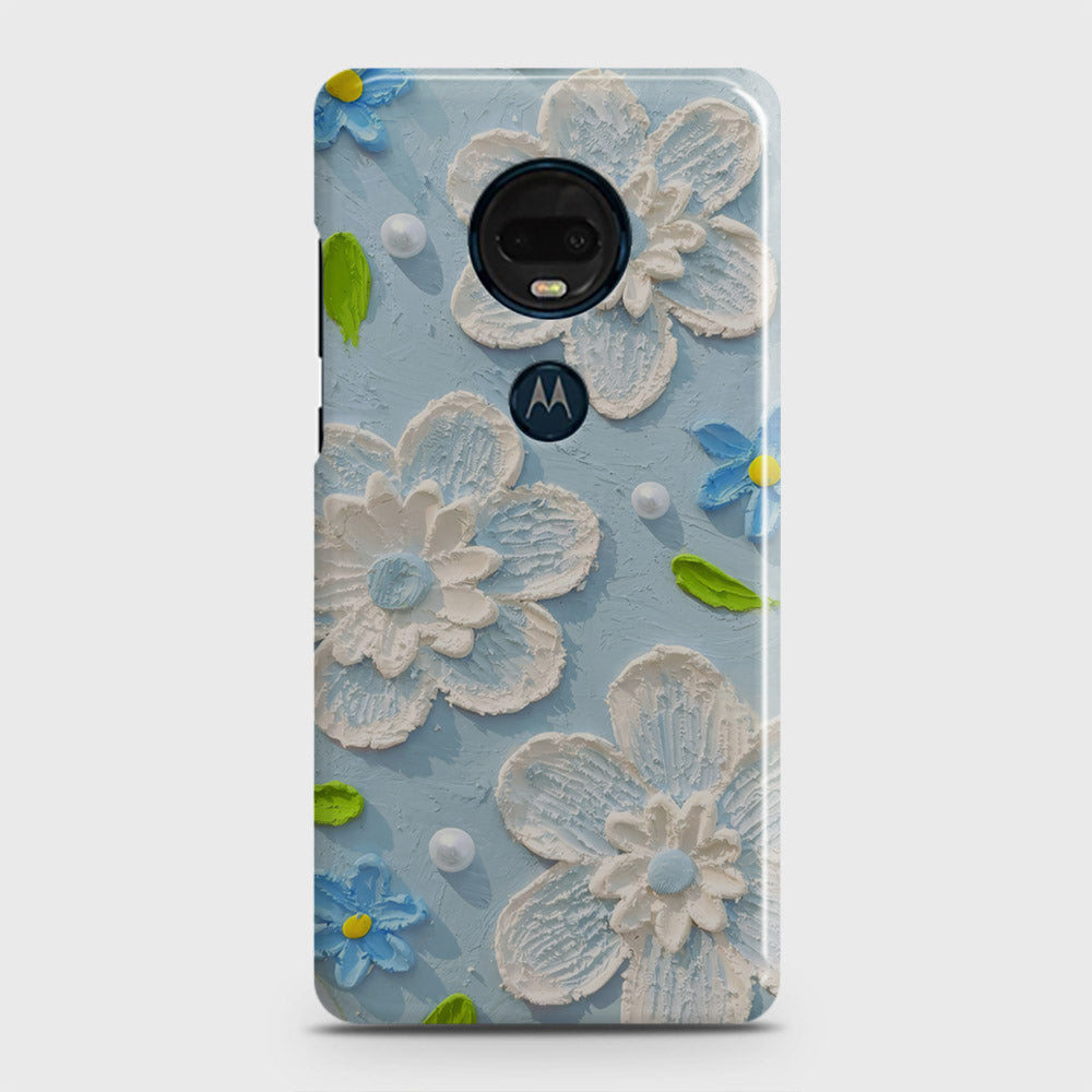 Motorola Moto G7 Plus Cover - Floral Series - Design 3 - Sky Blue - Matte Finish - Snap On Hard Case with LifeTime Colors Guarantee