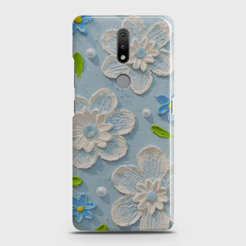 Nokia 2.4 Cover - Floral Series - Design 3 - Sky Blue - Matte Finish - Snap On Hard Case with LifeTime Colors Guarantee