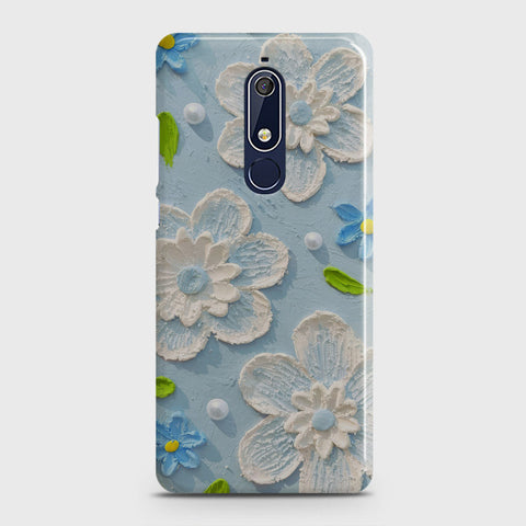 Nokia 5.1 Cover - Floral Series - Design 3 - Sky Blue - Matte Finish - Snap On Hard Case with LifeTime Colors Guarantee