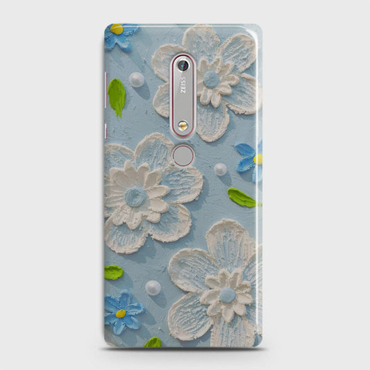 Nokia 6.1 Cover - Floral Series - Design 3 - Sky Blue - Matte Finish - Snap On Hard Case with LifeTime Colors Guarantee