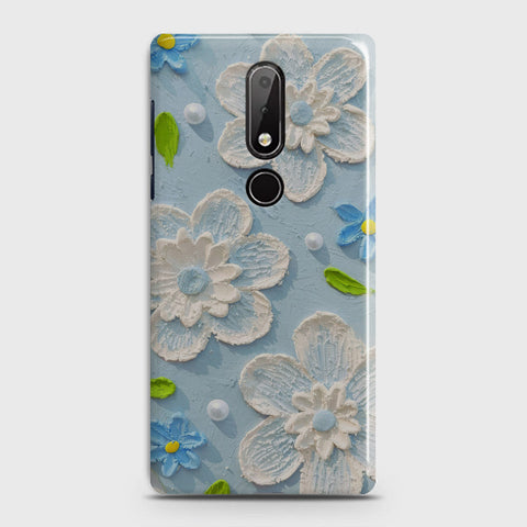 Nokia 6.1 Plus Cover - Floral Series - Design 3 - Sky Blue - Matte Finish - Snap On Hard Case with LifeTime Colors Guarantee