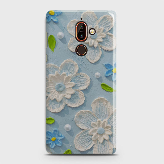 Nokia 7 Plus Cover - Floral Series - Design 3 - Sky Blue - Matte Finish - Snap On Hard Case with LifeTime Colors Guarantee