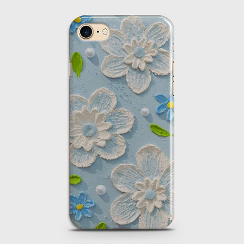 iPhone 8 Cover - Floral Series - Design 3 - Sky Blue - Matte Finish - Snap On Hard Case with LifeTime Colors Guarantee