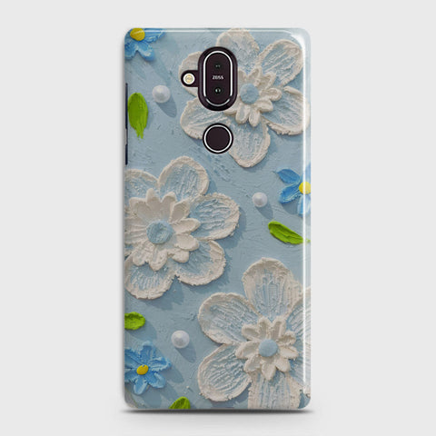 Nokia 8.1 Cover - Floral Series - Design 3 - Sky Blue - Matte Finish - Snap On Hard Case with LifeTime Colors Guarantee