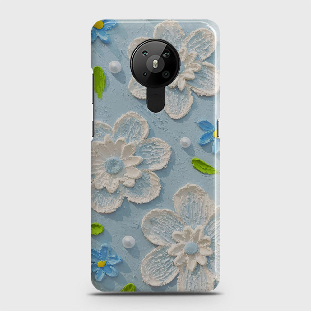 Nokia 5.3  Cover - Floral Series - Design 3 - Sky Blue - Matte Finish - Snap On Hard Case with LifeTime Colors Guarantee