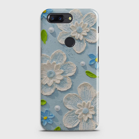 OnePlus 5T  Cover - Floral Series - Design 3 - Sky Blue - Matte Finish - Snap On Hard Case with LifeTime Colors Guarantee