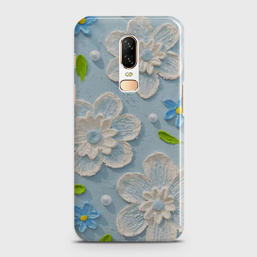 OnePlus 6  Cover - Floral Series - Design 3 - Sky Blue - Matte Finish - Snap On Hard Case with LifeTime Colors Guarantee