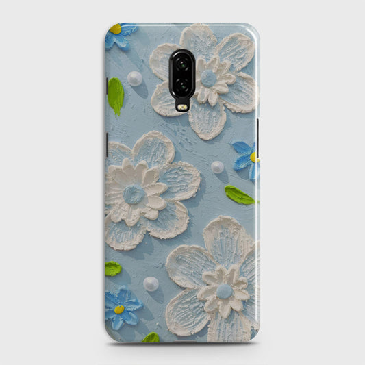 OnePlus 6T  Cover - Floral Series - Design 3 - Sky Blue - Matte Finish - Snap On Hard Case with LifeTime Colors Guarantee