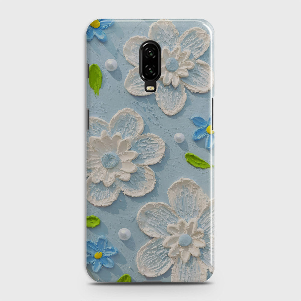 OnePlus 7  Cover - Floral Series - Design 3 - Sky Blue - Matte Finish - Snap On Hard Case with LifeTime Colors Guarantee