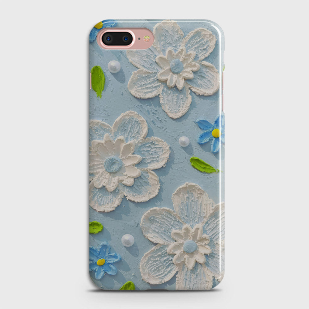 iPhone 8 Plus Cover - Floral Series - Design 3 - Sky Blue - Matte Finish - Snap On Hard Case with LifeTime Colors Guarantee