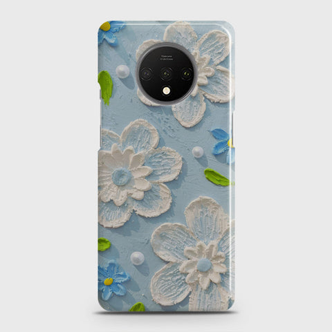 OnePlus 7T Cover - Floral Series - Design 3 - Sky Blue - Matte Finish - Snap On Hard Case with LifeTime Colors Guarantee