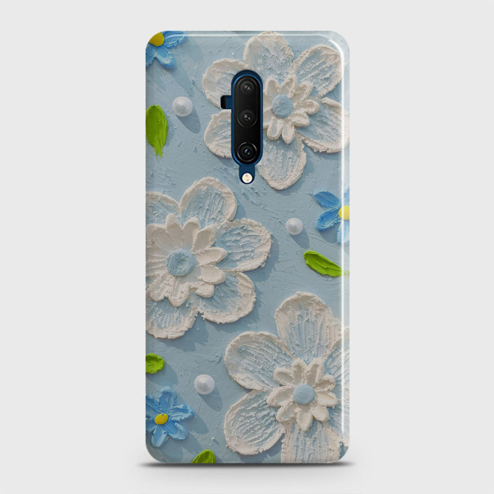 OnePlus 7T Pro  Cover - Floral Series - Design 3 - Sky Blue - Matte Finish - Snap On Hard Case with LifeTime Colors Guarantee