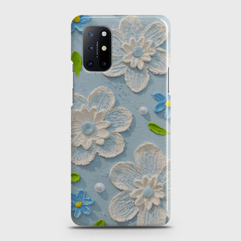 OnePlus 8T  Cover - Floral Series - Design 3 - Sky Blue - Matte Finish - Snap On Hard Case with LifeTime Colors Guarantee