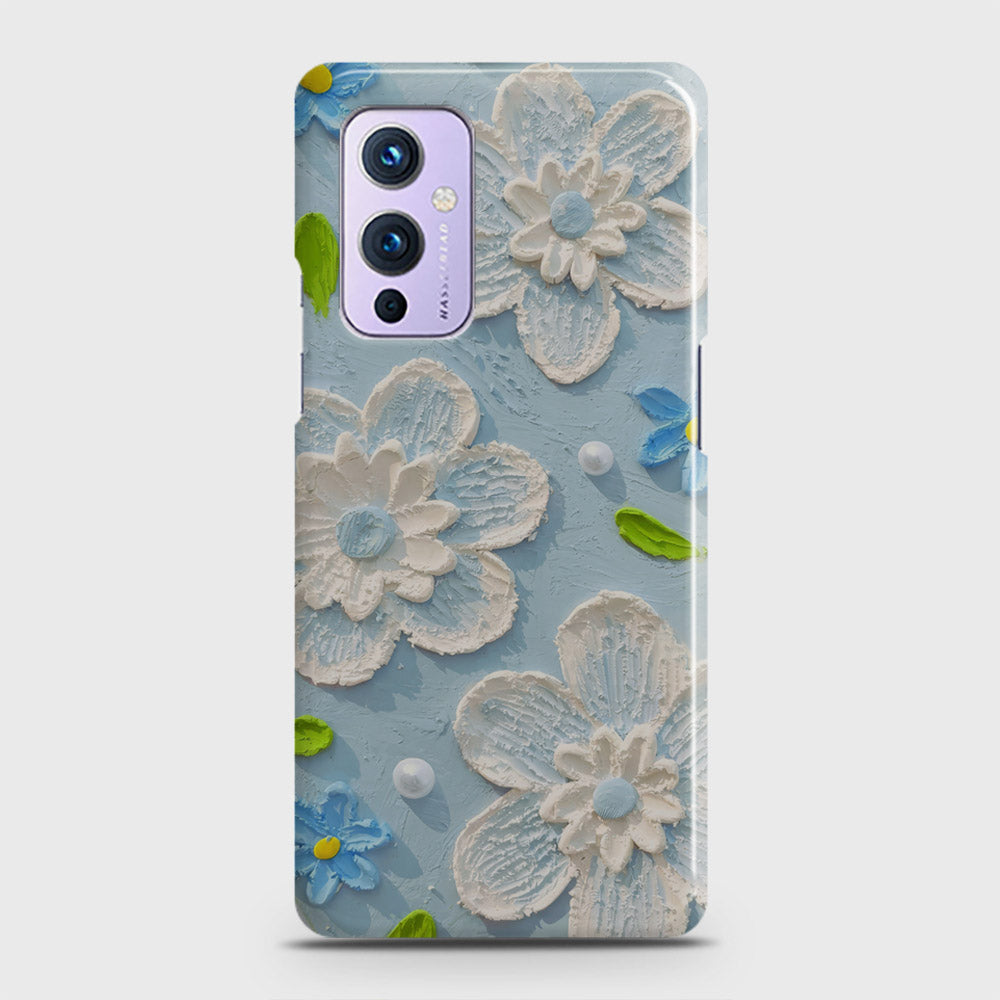 OnePlus 9  Cover - Floral Series - Design 3 - Sky Blue - Matte Finish - Snap On Hard Case with LifeTime Colors Guarantee