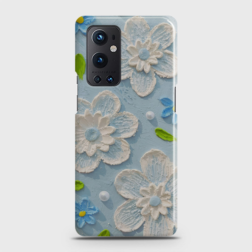 OnePlus 9 Pro  Cover - Floral Series - Design 3 - Sky Blue - Matte Finish - Snap On Hard Case with LifeTime Colors Guarantee