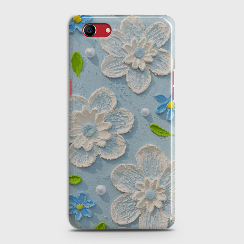 Oppo A1k  Cover - Floral Series - Design 3 - Sky Blue - Matte Finish - Snap On Hard Case with LifeTime Colors Guarantee