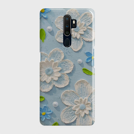 Oppo A5 2020 Cover - Floral Series - Design 3 - Sky Blue - Matte Finish - Snap On Hard Case with LifeTime Colors Guarantee