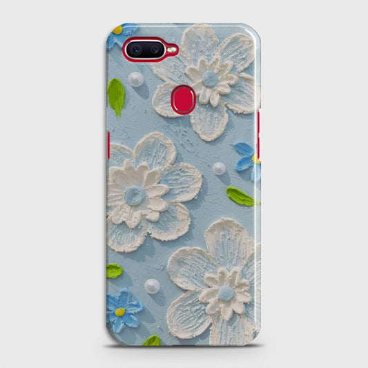 Oppo A7 Cover - Floral Series - Design 3 - Sky Blue - Matte Finish - Snap On Hard Case with LifeTime Colors Guarantee