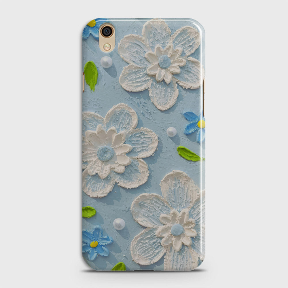 Oppo A37 Cover - Floral Series - Design 3 - Sky Blue - Matte Finish - Snap On Hard Case with LifeTime Colors Guarantee