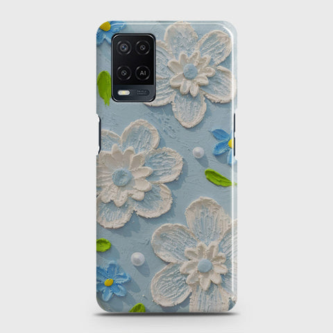 Oppo A54  Cover - Floral Series - Design 3 - Sky Blue - Matte Finish - Snap On Hard Case with LifeTime Colors Guarantee