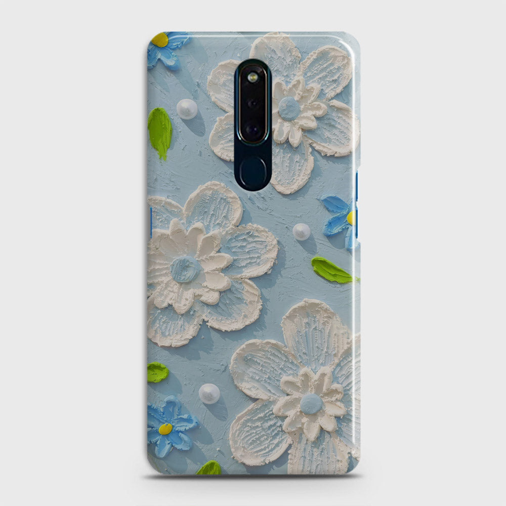 Oppo F11 Cover - Floral Series - Design 3 - Sky Blue - Matte Finish - Snap On Hard Case with LifeTime Colors Guarantee