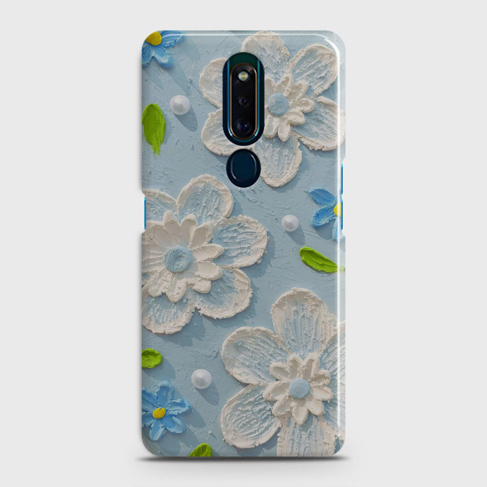 Oppo F11 Pro Cover - Floral Series - Design 3 - Sky Blue - Matte Finish - Snap On Hard Case with LifeTime Colors Guarantee