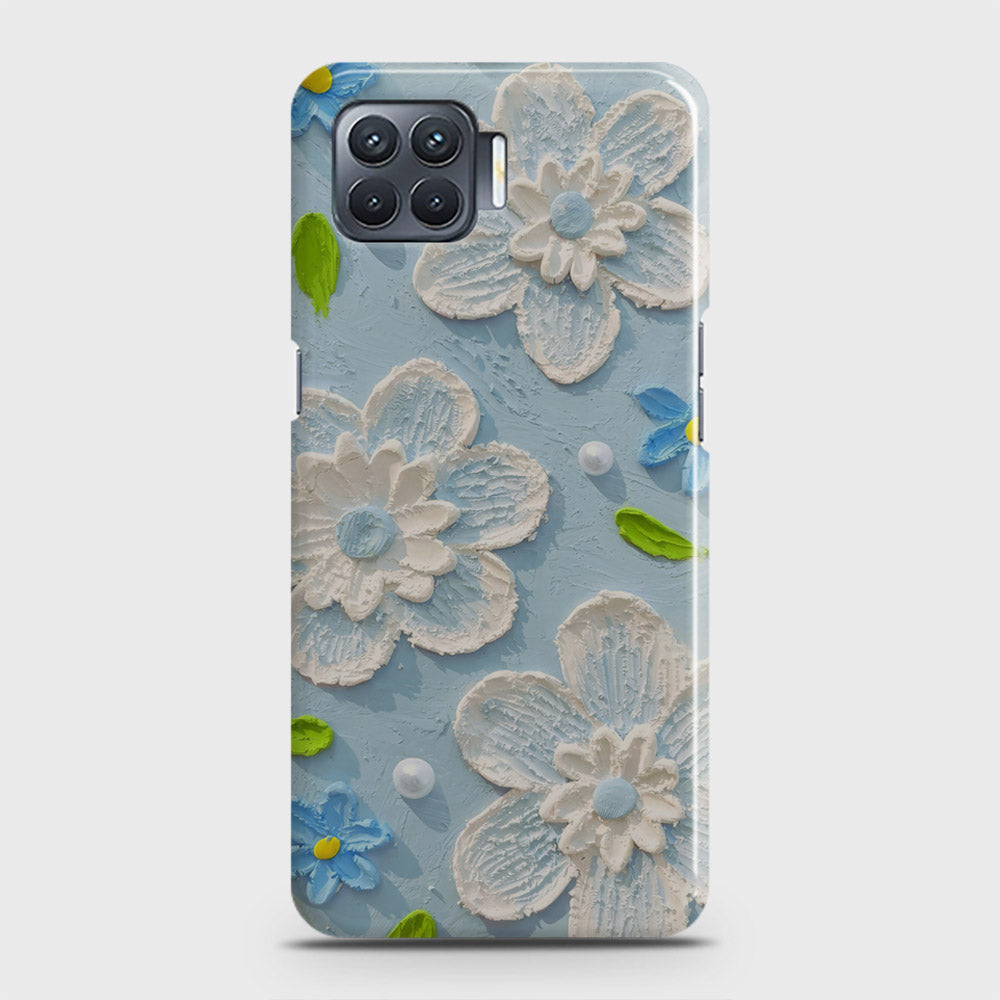 Oppo F17 Cover - Floral Series - Design 3 - Sky Blue - Matte Finish - Snap On Hard Case with LifeTime Colors Guarantee