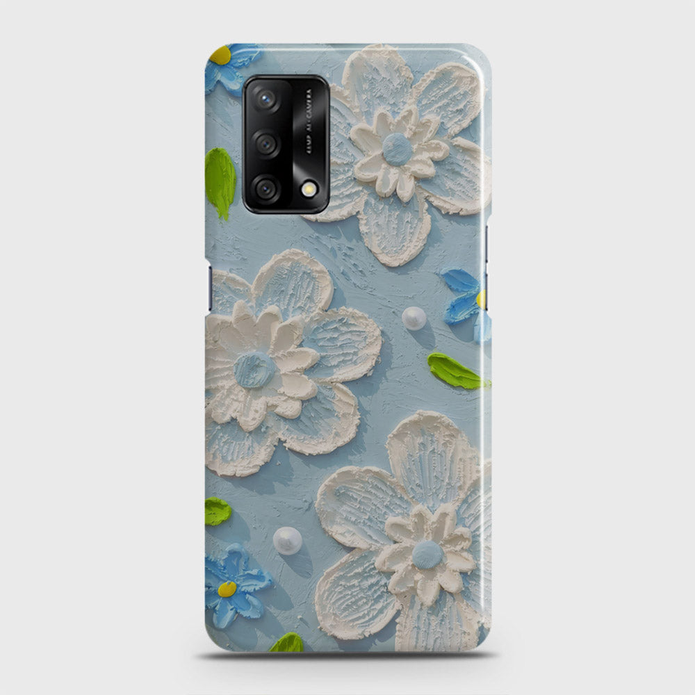 Oppo F19 Cover - Floral Series - Design 3 - Sky Blue - Matte Finish - Snap On Hard Case with LifeTime Colors Guarantee