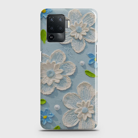 Oppo F19 Pro Cover - Floral Series - Design 3 - Sky Blue - Matte Finish - Snap On Hard Case with LifeTime Colors Guarantee